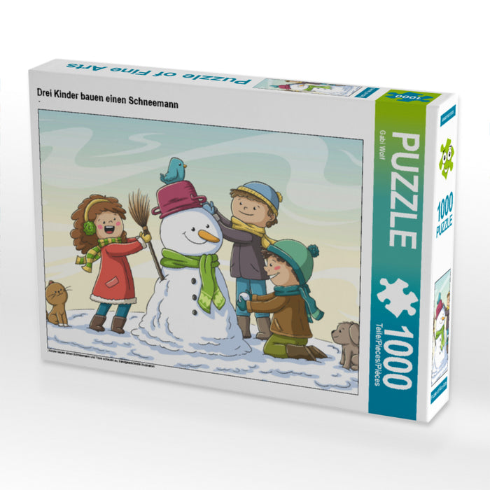 Drei Kinder bauen einen Schneemann - CALVENDO Foto-Puzzle - calvendoverlag 29.99