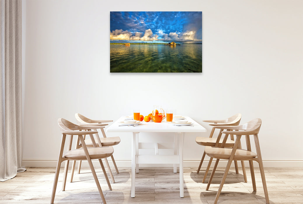 Premium textile canvas Premium textile canvas 120 cm x 80 cm landscape Weather formation on the horizon 