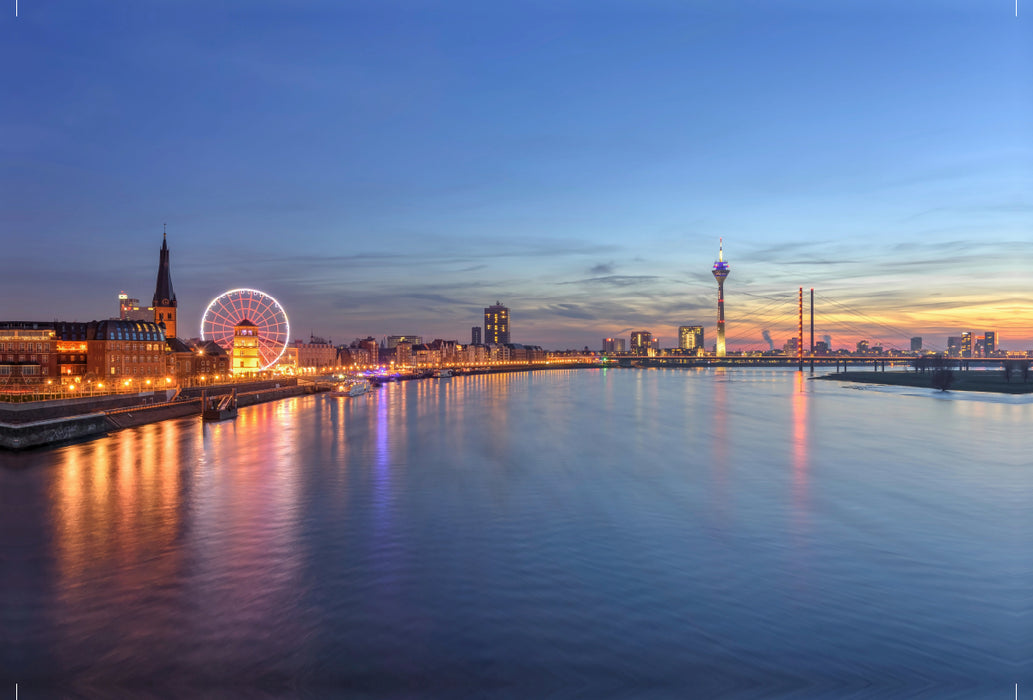 Premium textile canvas Premium textile canvas 120 cm x 80 cm landscape Düsseldorf skyline 