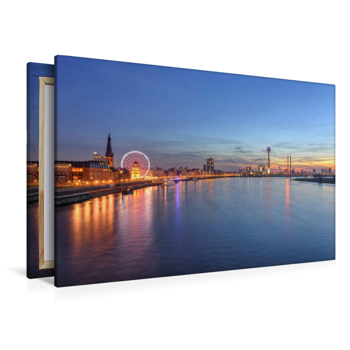 Premium textile canvas Premium textile canvas 120 cm x 80 cm landscape Düsseldorf skyline 