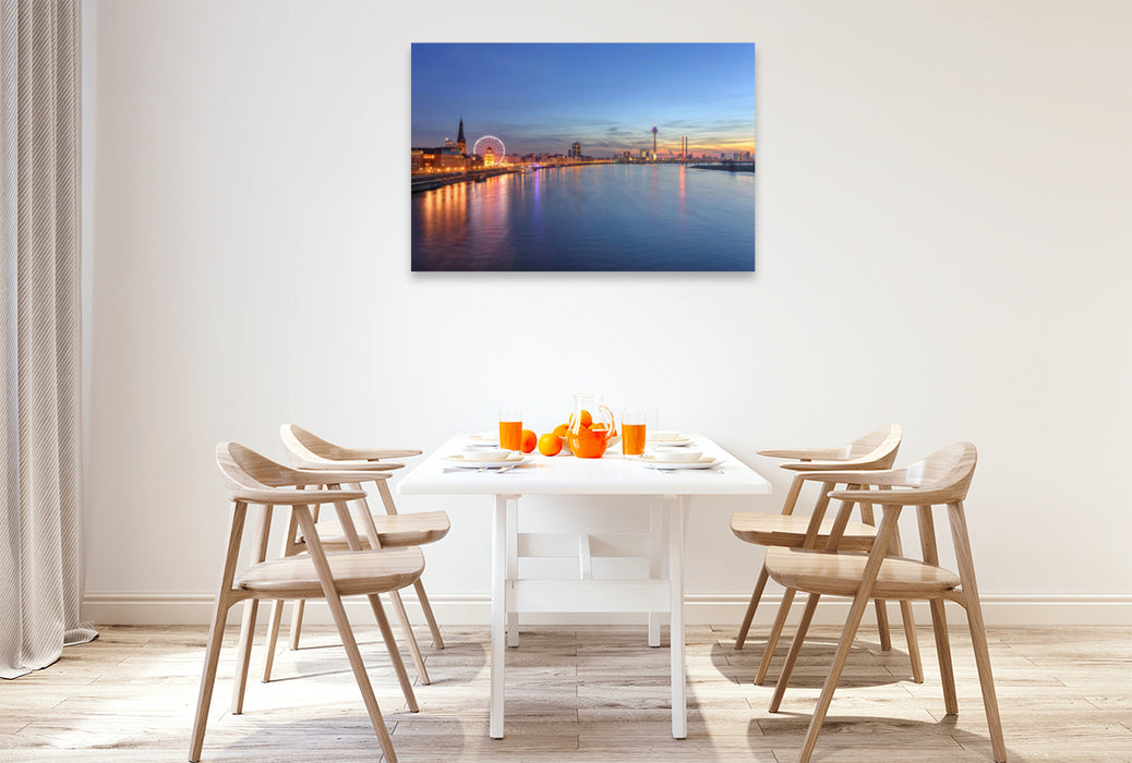 Premium textile canvas Premium textile canvas 120 cm x 80 cm landscape Düsseldorf skyline 