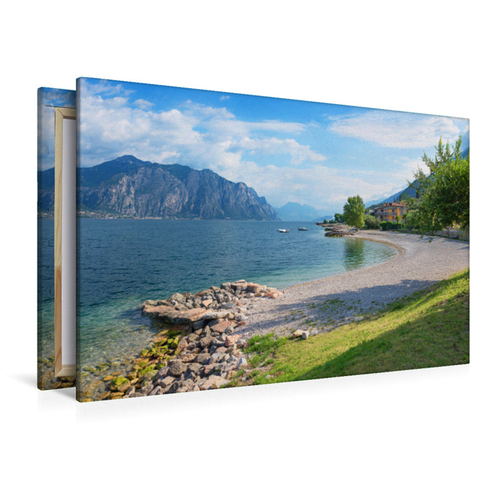 Premium textile canvas Premium textile canvas 120 cm x 80 cm across Lakeside Malcesine 