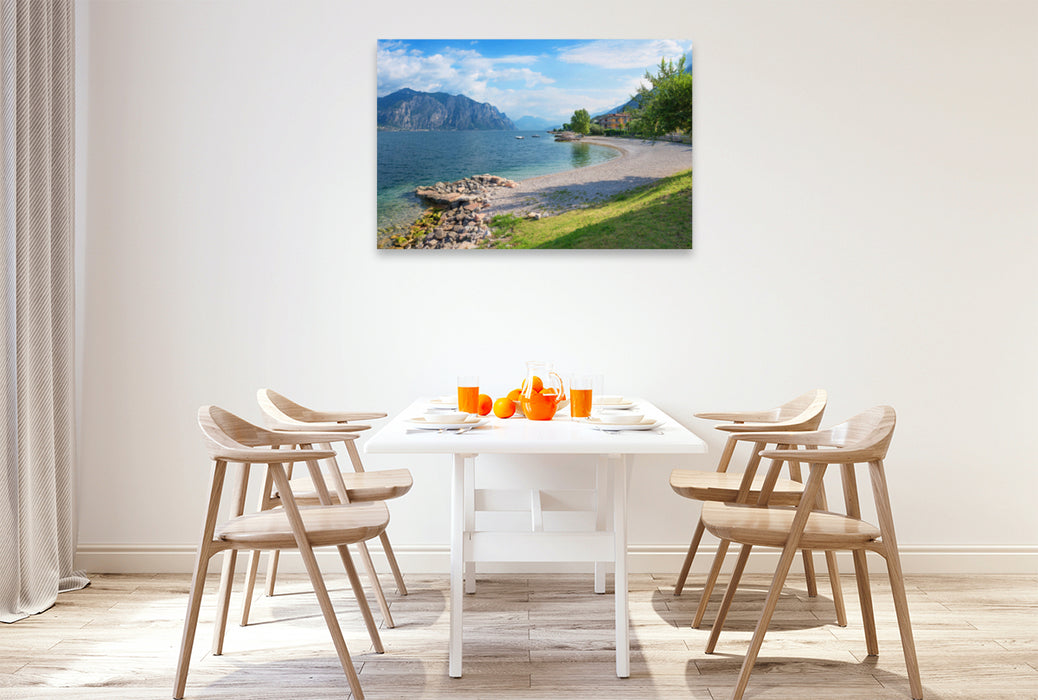 Premium textile canvas Premium textile canvas 120 cm x 80 cm across Lakeside Malcesine 