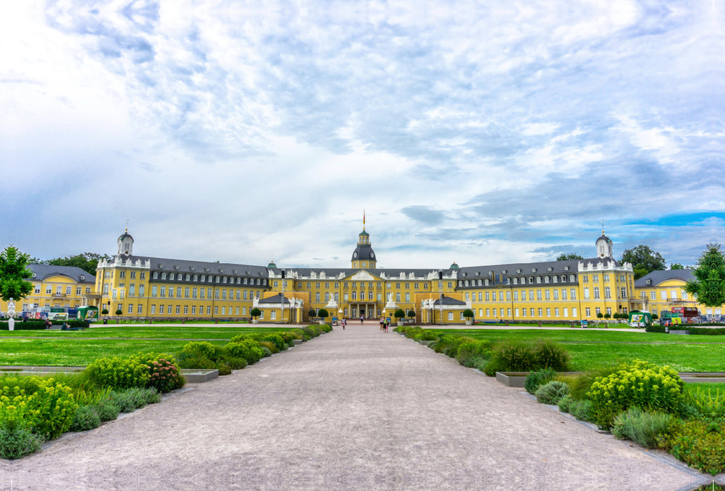 Premium textile canvas Premium textile canvas 120 cm x 80 cm landscape The castle in Karlsruhe 