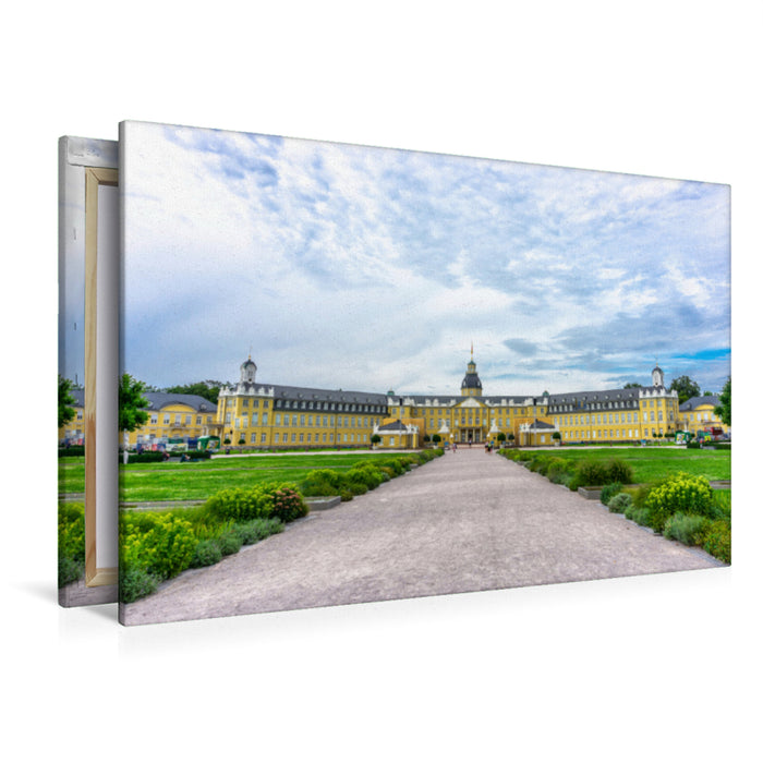 Premium textile canvas Premium textile canvas 120 cm x 80 cm landscape The castle in Karlsruhe 