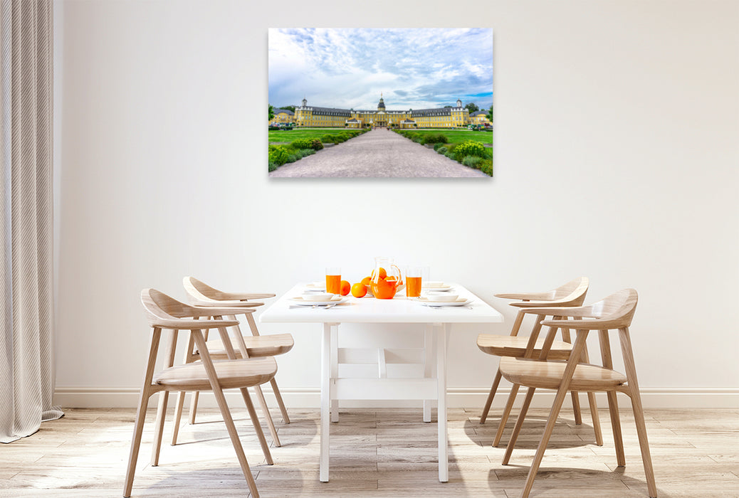 Premium textile canvas Premium textile canvas 120 cm x 80 cm landscape The castle in Karlsruhe 