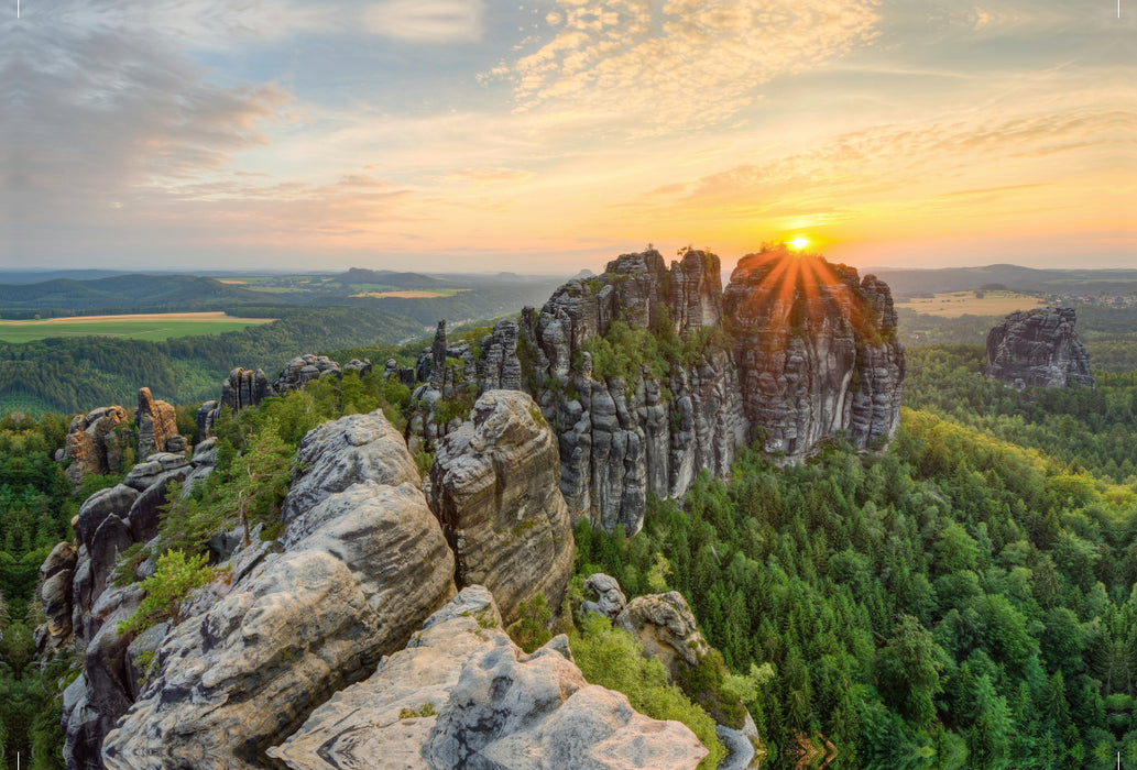 Premium textile canvas Premium textile canvas 120 cm x 80 cm landscape Schrammstein view Saxon Switzerland 