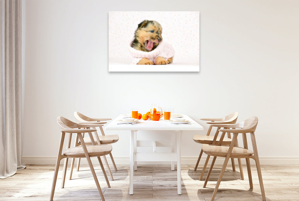 Premium textile canvas Premium textile canvas 120 cm x 80 cm landscape Sweet dog girl 