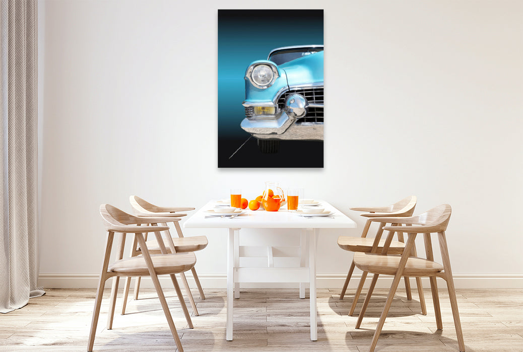 Premium textile canvas Premium textile canvas 80 cm x 120 cm high motif Series 62 1955 from the calendar Fascination US Classics 1955 to 1967 by Beate Gube Radiator grille of a classic automobile vintage car 