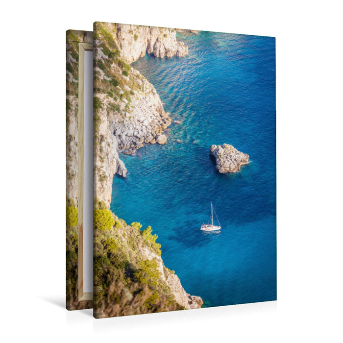 Premium textile canvas Premium textile canvas 80 cm x 120 cm high Bay of Faraglione on Capri, Italy 