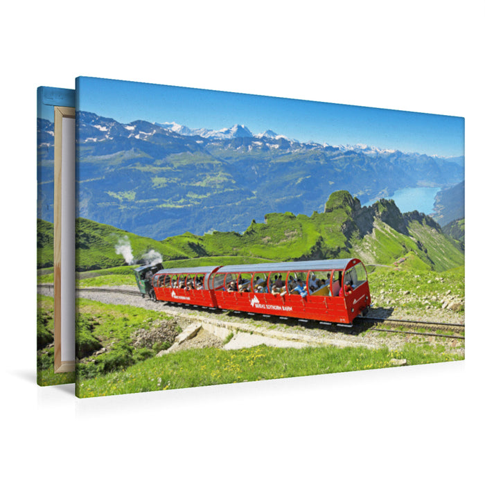 Toile textile haut de gamme Toile textile haut de gamme 120 cm x 80 cm à travers le chemin de fer à crémaillère Brienz Rothorn (chemin de fer à crémaillère), Suisse. 