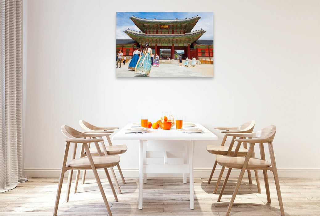 Premium textile canvas Premium textile canvas 120 cm x 80 cm landscape Royal Palace in Seoul, South Korea. 