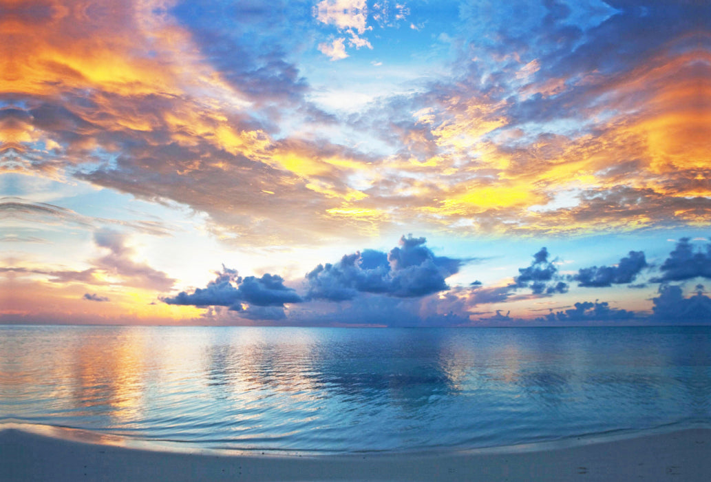 Toile textile haut de gamme Toile textile haut de gamme 120 cm x 80 cm paysage Un coucher de soleil fantastique et lumineux sur les Maldives paradisiaques. 