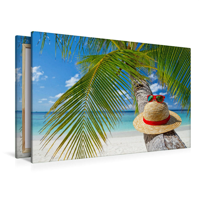 Premium textile canvas Premium textile canvas 120 cm x 80 cm landscape Beach feeling, longed for and dream vacation in the Maldives. 