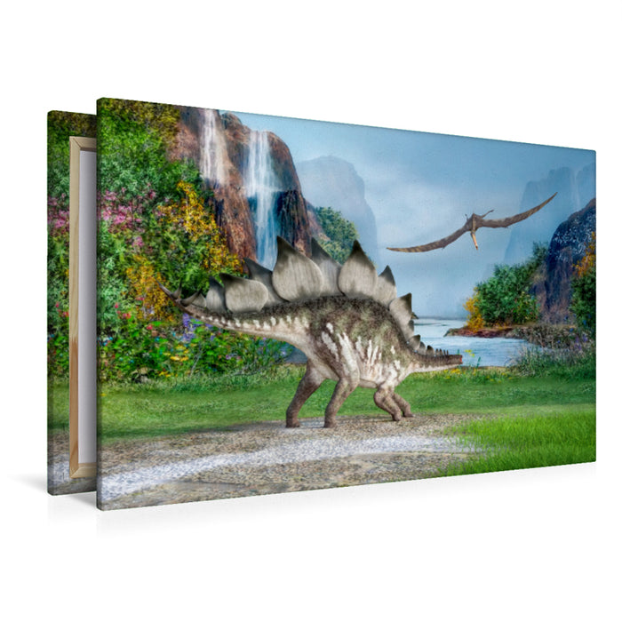 Premium Textil-Leinwand Premium Textil-Leinwand 120 cm x 80 cm quer Ein Motiv aus dem Kalender Reise in die Prähistorie unter den Dinosauriern