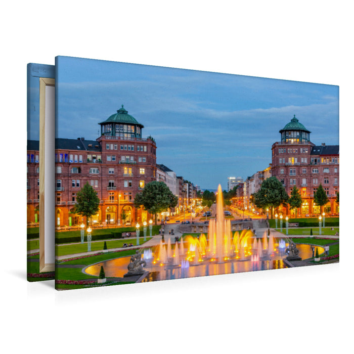 Premium Textil-Leinwand Premium Textil-Leinwand 120 cm x 80 cm quer Friedrichsplatz und Licht- und Wasserspiel