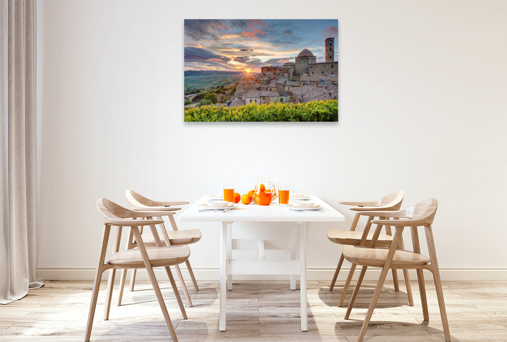 Premium textile canvas Premium textile canvas 120 cm x 80 cm landscape Volterra in Tuscany 