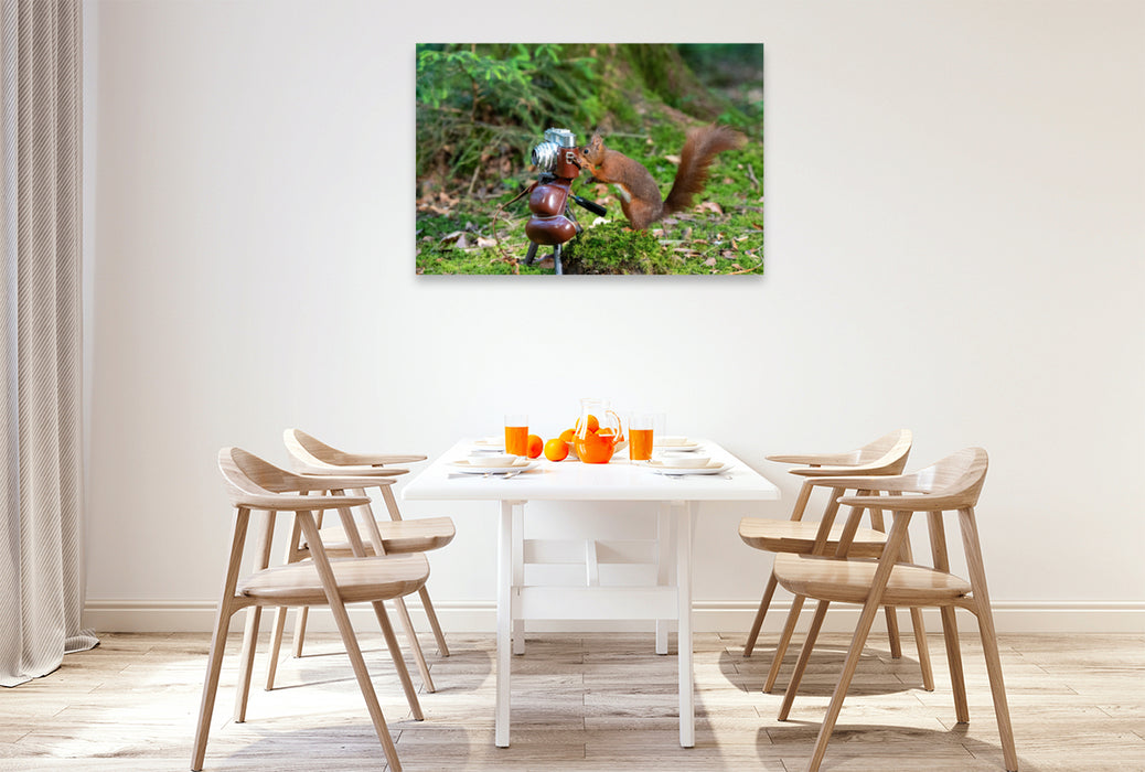 Premium textile canvas Premium textile canvas 120 cm x 80 cm landscape The squirrel photographer 