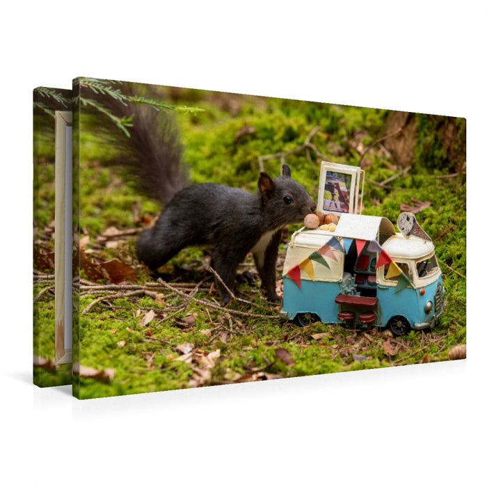 Premium textile canvas Premium textile canvas 90 cm x 60 cm across There is nut ice cream, dear Black Forest squirrel! 