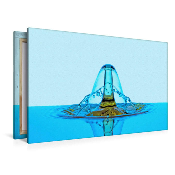 Premium textile canvas Premium textile canvas 120 cm x 80 cm landscape Water drop sculpture “Fountain” 