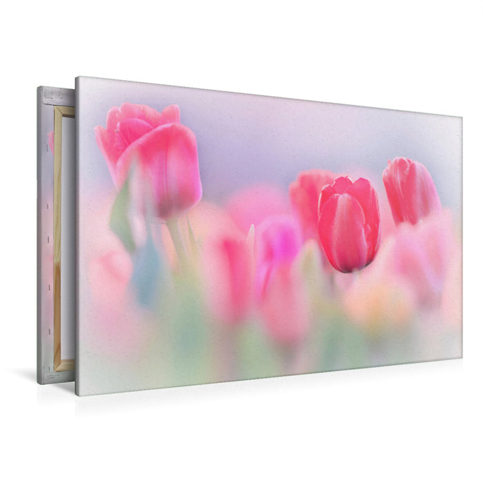 Premium textile canvas Premium textile canvas 120 cm x 80 cm landscape pastel tulips 