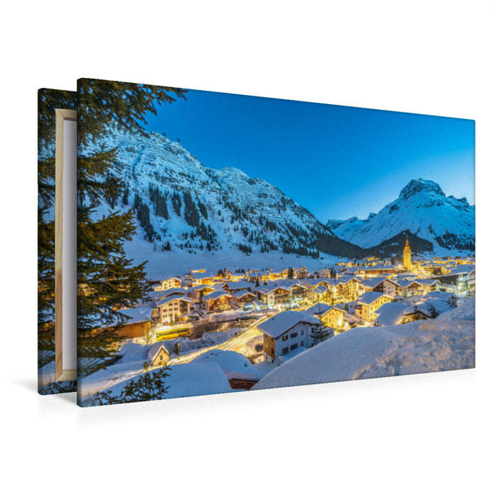 Premium textile canvas Premium textile canvas 120 cm x 80 cm across Arlberg and its snowy and dreamy town of Lech, a magical winter landscape... 