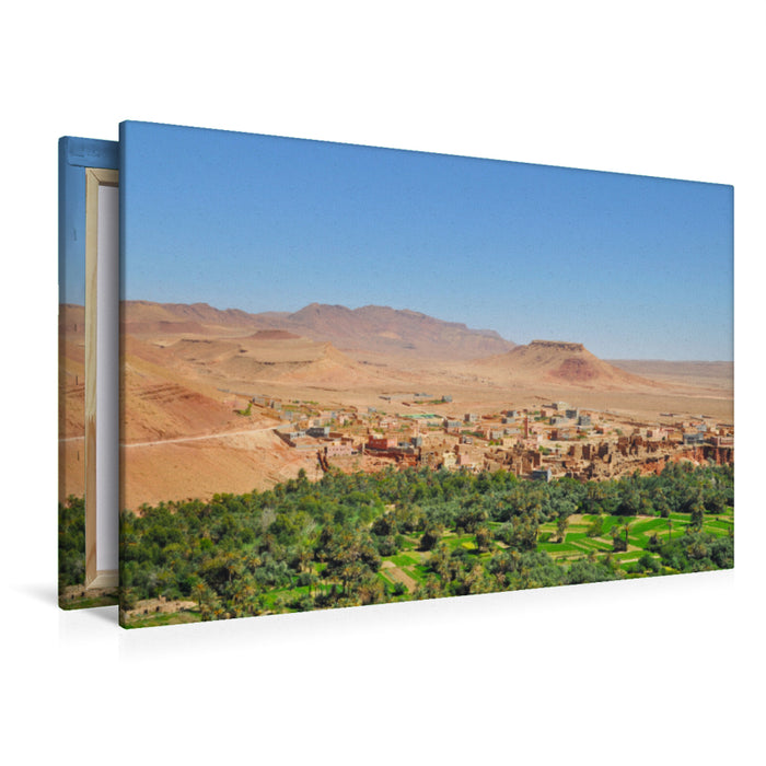 Premium textile canvas Premium textile canvas 120 cm x 80 cm landscape oases city of Tinghir 