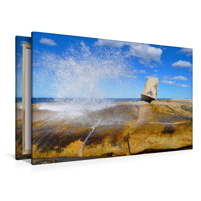 Premium textile canvas Premium textile canvas 120 cm x 80 cm landscape Bicheno Blowhole 