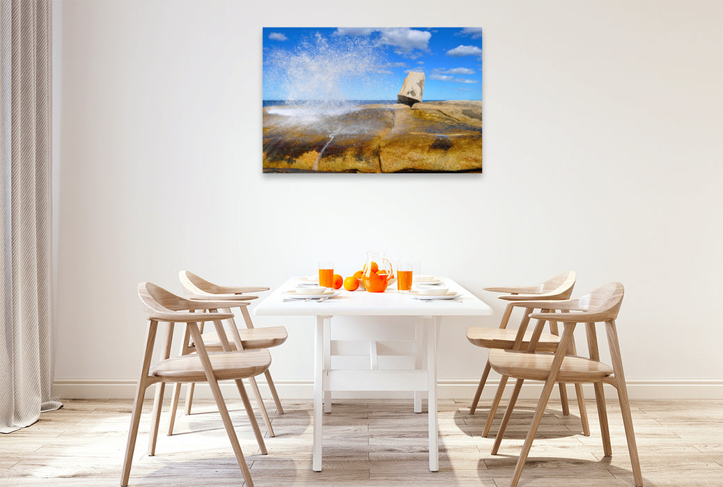 Premium textile canvas Premium textile canvas 120 cm x 80 cm landscape Bicheno Blowhole 