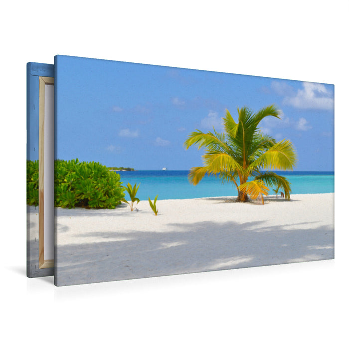 Premium textile canvas Premium textile canvas 120 cm x 80 cm landscape palm trees in the sand 