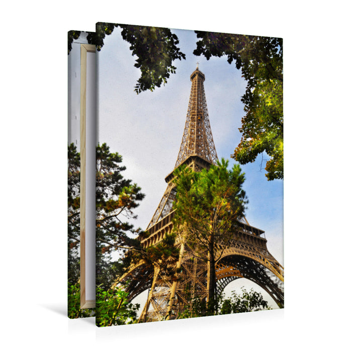 Premium Textil-Leinwand Premium Textil-Leinwand 80 cm x 120 cm  hoch Blick von der Straße Gustave Eiffel