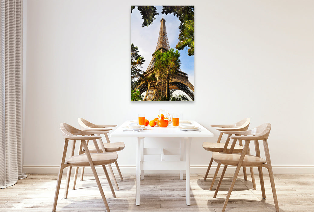 Premium textile canvas Premium textile canvas 80 cm x 120 cm high View from the street Gustave Eiffel 