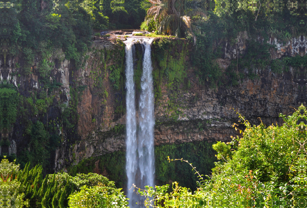 Premium textile canvas Premium textile canvas 120 cm x 80 cm landscape Chamarel waterfall 