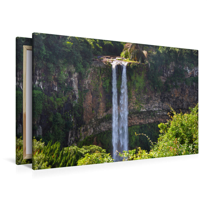 Premium textile canvas Premium textile canvas 120 cm x 80 cm landscape Chamarel waterfall 