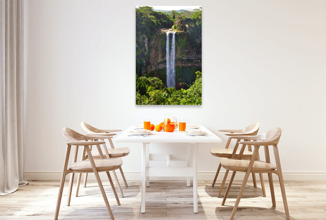 Premium textile canvas Premium textile canvas 80 cm x 120 cm high Chamarel waterfall 