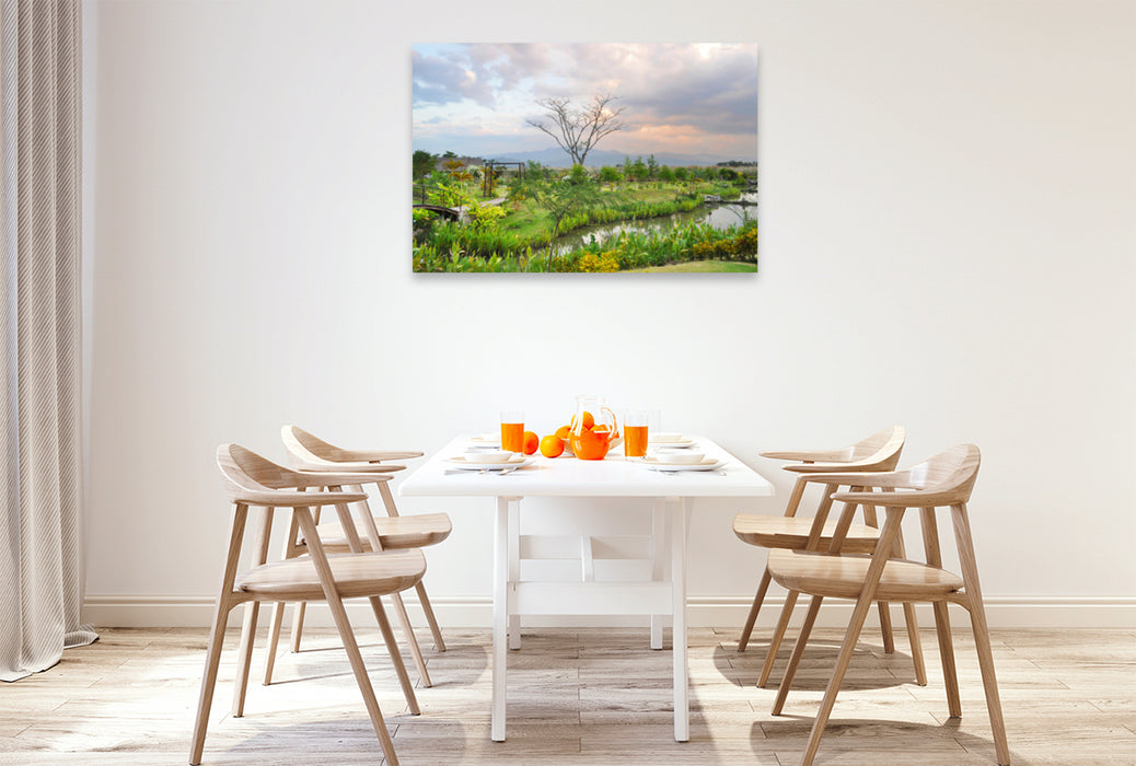 Premium textile canvas Premium textile canvas 120 cm x 80 cm landscape Chiang Mai 