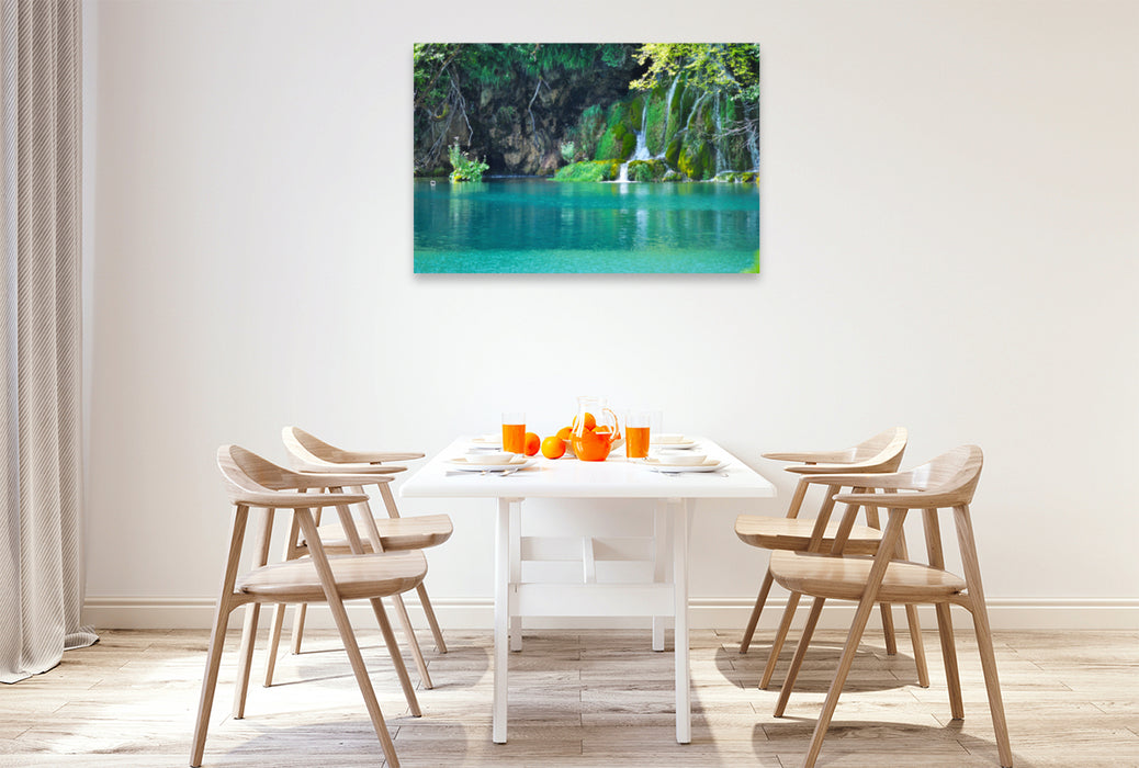 Premium textile canvas Premium textile canvas 120 cm x 80 cm across A motif from the calendar Experience the water world of the Plitvice Lakes with me 