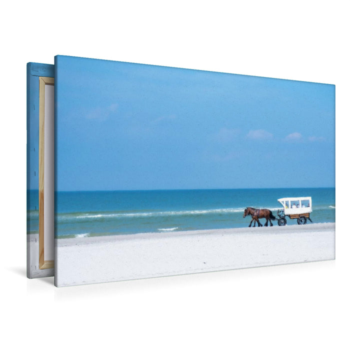 Premium Textil-Leinwand Premium Textil-Leinwand 120 cm x 80 cm quer Kutschenfahrt am Strand