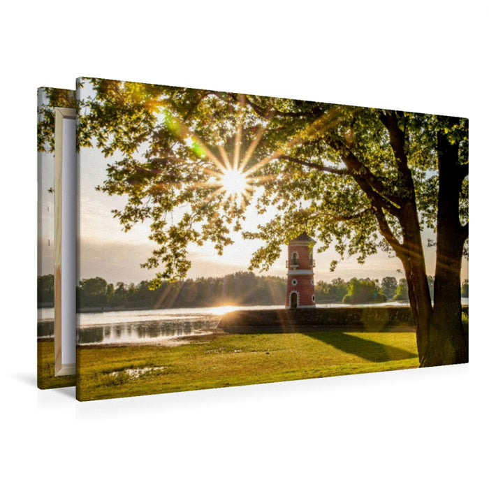 Premium Textil-Leinwand Premium Textil-Leinwand 120 cm x 80 cm quer Sonnenaufgang in Moritzburg...