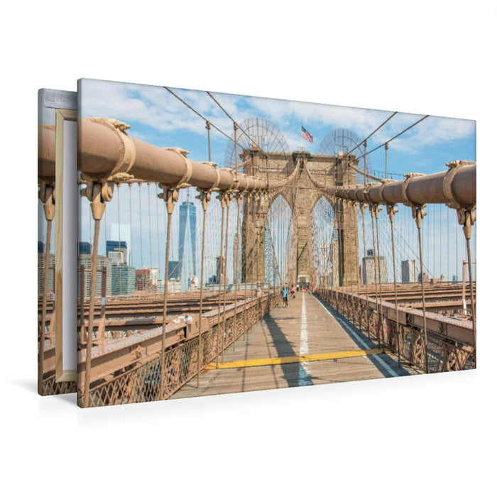 Premium Textil-Leinwand Premium Textil-Leinwand 120 cm x 80 cm quer Brooklyn Bridge and Skyline