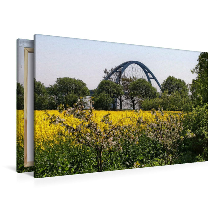 Premium Textil-Leinwand Premium Textil-Leinwand 120 cm x 80 cm quer Ein Motiv aus dem Kalender FEHMARNSUND bRÜCKE: