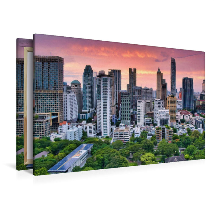 Premium Textil-Leinwand Premium Textil-Leinwand 120 cm x 80 cm quer Sonnenuntergang in der Stadt der Engel