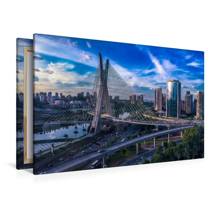 Premium Textil-Leinwand Premium Textil-Leinwand 120 cm x 80 cm quer Skyline von São Paulo