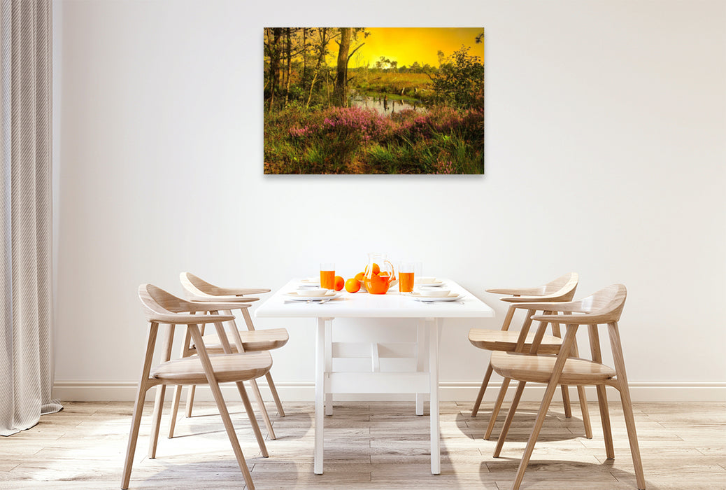 Premium textile canvas Premium textile canvas 120 cm x 80 cm landscape Pietzmoor heath landscape 