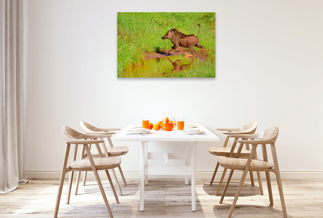 Premium textile canvas Premium textile canvas 120 cm x 80 cm landscape warthog 