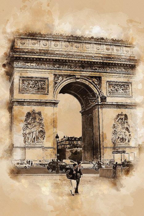 Premium Textil-Leinwand Premium Textil-Leinwand 80 cm x 120 cm  hoch Paris, L'Arc de Triomphe