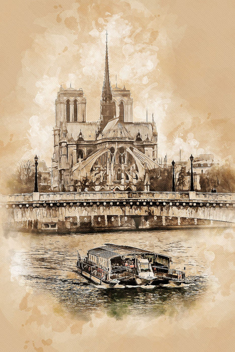 Premium Textil-Leinwand Premium Textil-Leinwand 80 cm x 120 cm  hoch Paris, Notre-Dame de Paris