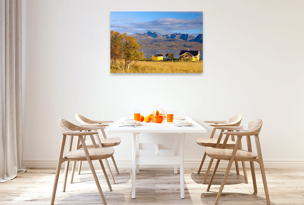 Premium textile canvas Premium textile canvas 120 cm x 80 cm landscape Autumn day on the Vesteralen (Norway) 