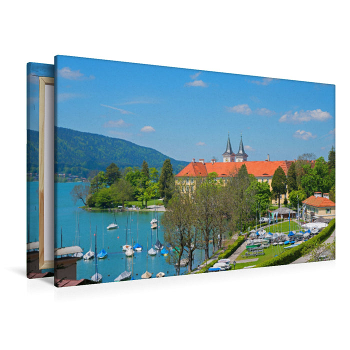 Premium textile canvas Premium textile canvas 120 cm x 80 cm landscape Tegernsee Castle 