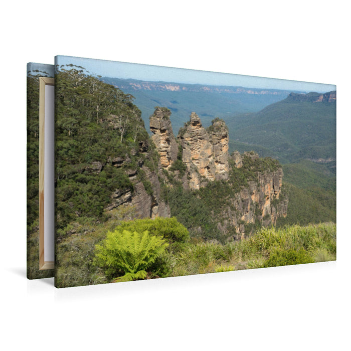 Premium textile canvas Premium textile canvas 120 cm x 80 cm landscape The Three Sisters 
